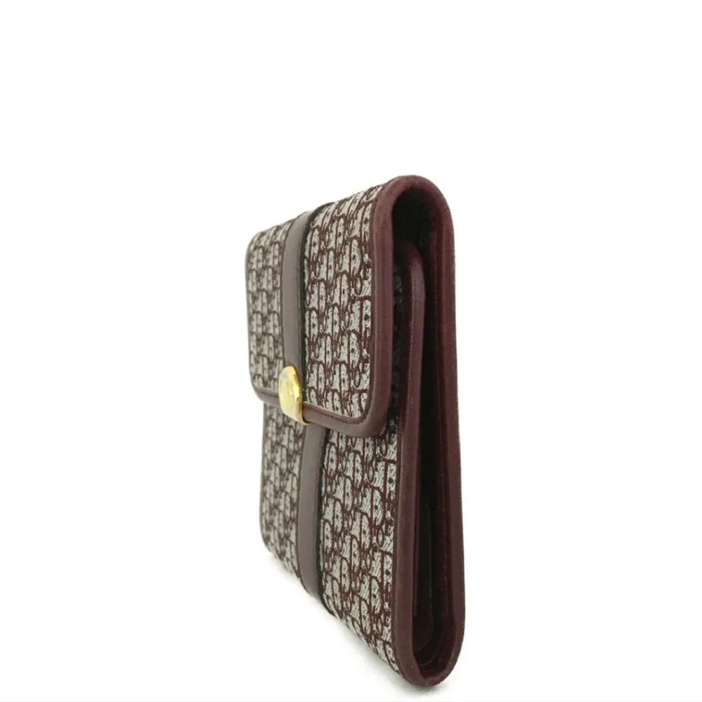 Christian Dior CD Logo Trotter Canvas Leather Trifold Wallet